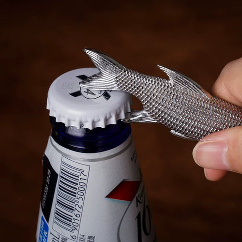 Tail fin opening a bottle cap
