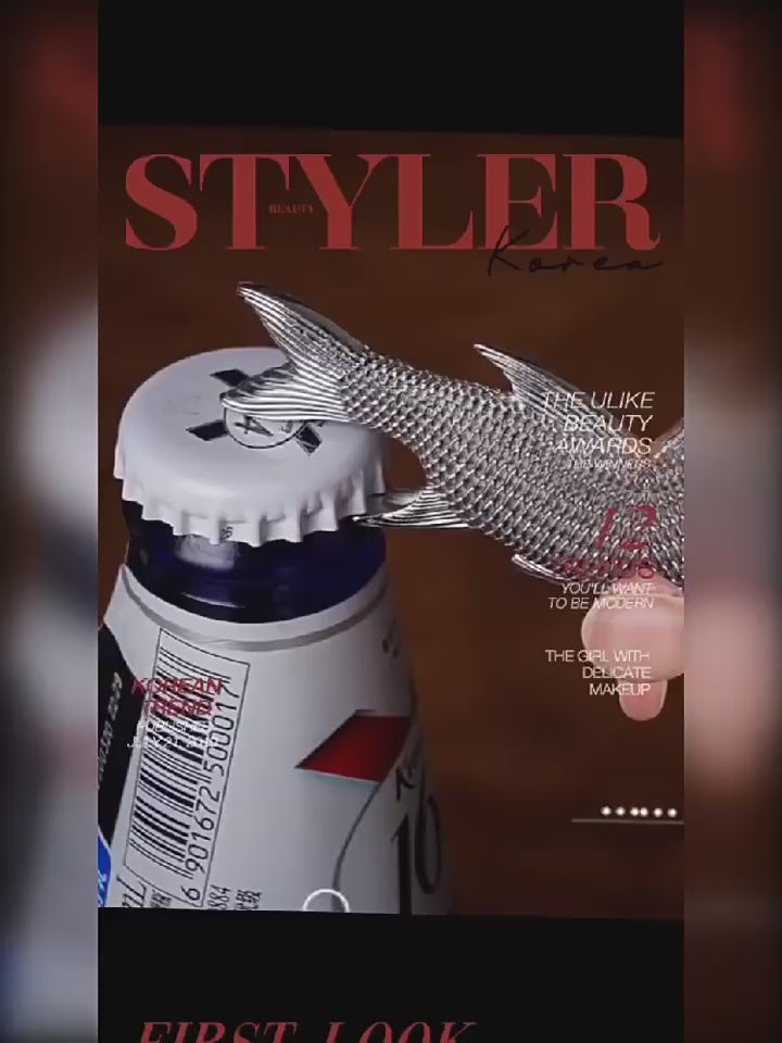 Wondrous Makou fish stainless steel bottle opener demonstration